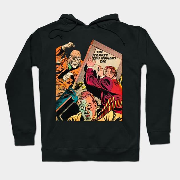 Zombie Intrigue. Tales of mystery and suspense. The corpse that wouldn't die. 1955 Retro Vintage Comic Book Hoodie by REVISTANGO